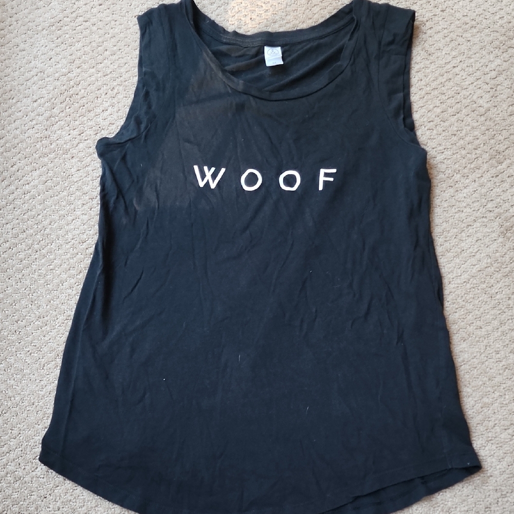Alternative Black Muscle Tee with 'WOOF' Design
